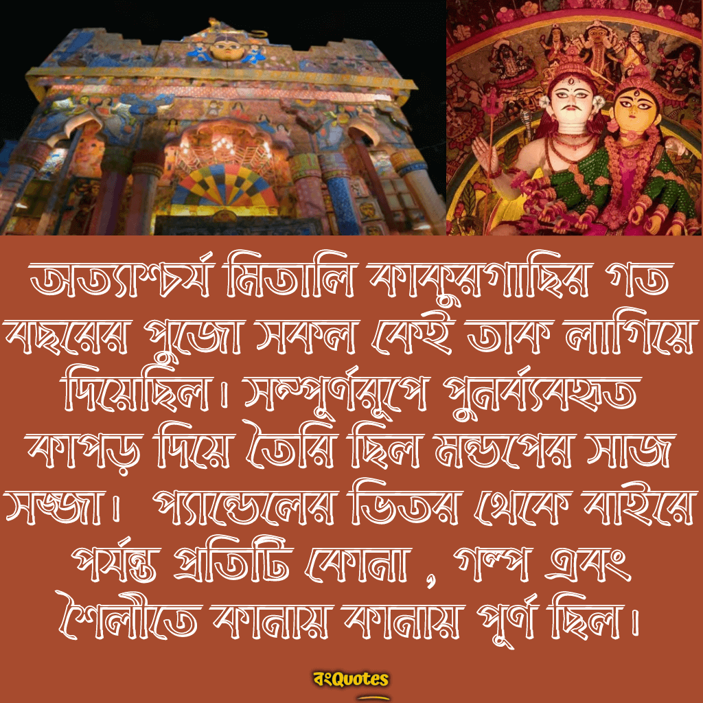 মিতালী কাকুরগাছি (থিম -  পুনর্ব্যবহৃত কাপড় দিয়ে মণ্ডপ সজ্জা )