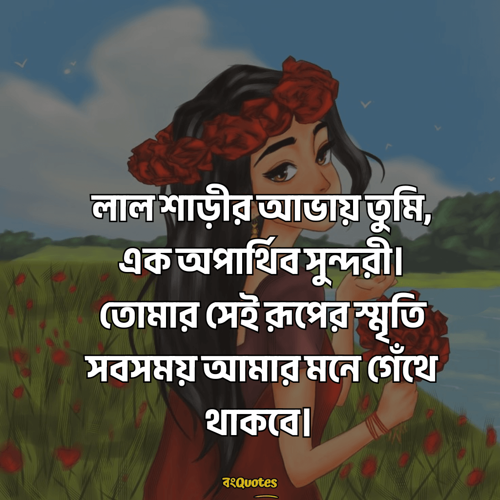 লাল শাড়ি নিয়ে ক্যাপশন 9