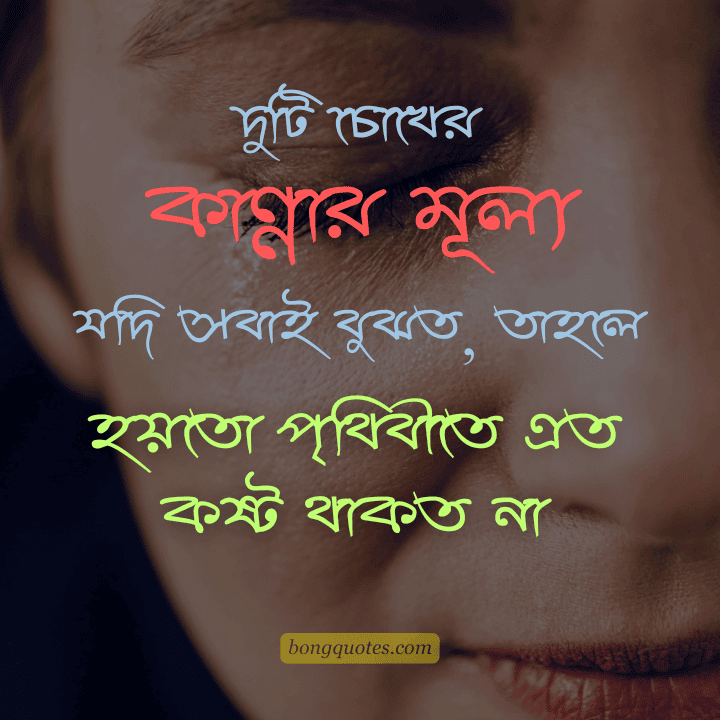 দুটি চোখের কান্নার মূল্য যদি সবাই বুঝত, তাহলে হয়তো পৃথিবীতে এত কষ্ট থাকত না।