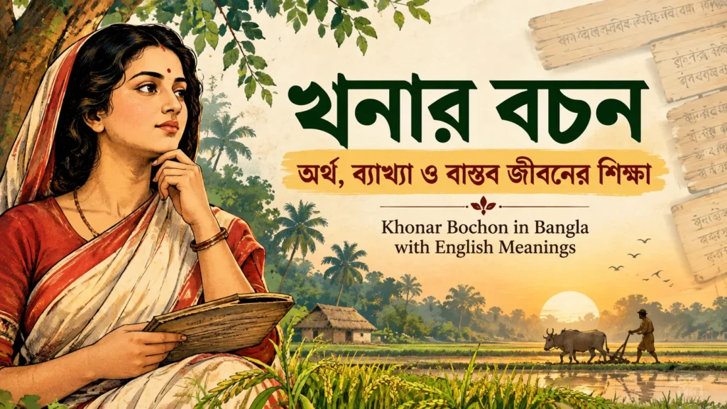 খনার বচন ও তার অর্থ, ব্যাখ্যা এবং বাস্তব জীবনের শিক্ষা নিয়ে বাংলা সাহিত্যভিত্তিক প্রচ্ছদচিত্র